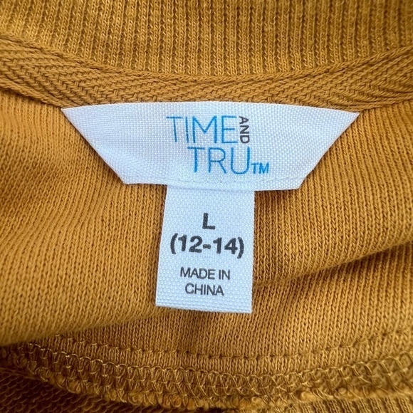 NWT Time And Tru Mustard Yellow Boxy Balloon Sleeve Crop Shirt Size L Women's - Picture 2 of 7